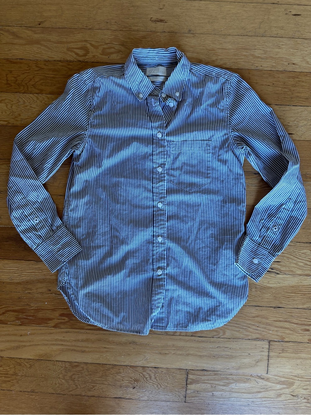 J. Crew Classic Blue and White Striped Button-Down Shirt Size 0